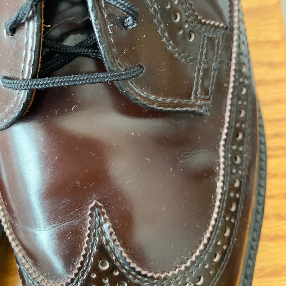 VINTAGE 1960s DEXTER Chancellors Burgundy Leather Wingtip Derby Shoes 9.5 E - Picture 13 of 15